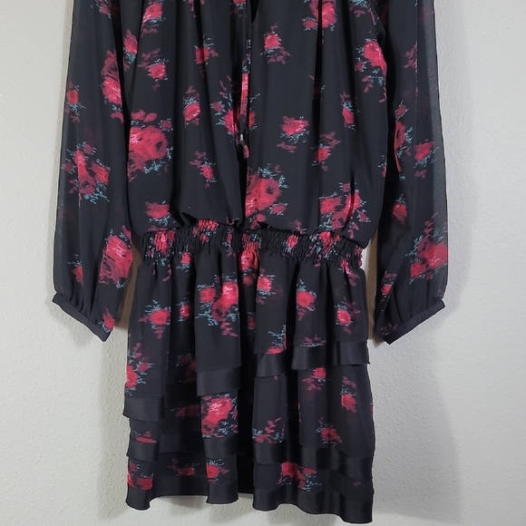 NWT Sam Edelman Russian Romance Dress Size L Whimsigoth Dark Floral Mini Ruffle - Picture 4 of 14